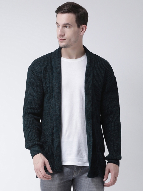 

Club York Men Teal Self Design Open Front Shrug