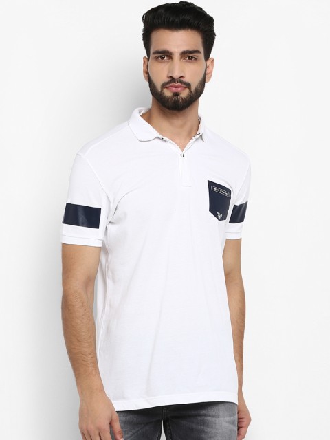

Mufti Men White Solid Polo Collar T-shirt