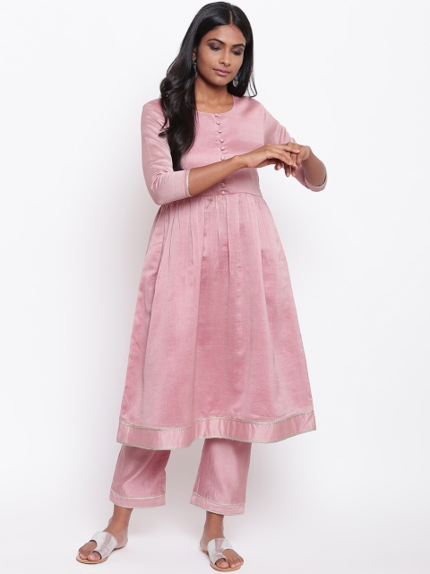 

trueBrowns Women Pink Solid A-Line Kurta