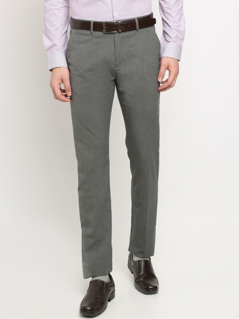 

Crocodile Men Grey Slim Fit Solid Formal Trousers