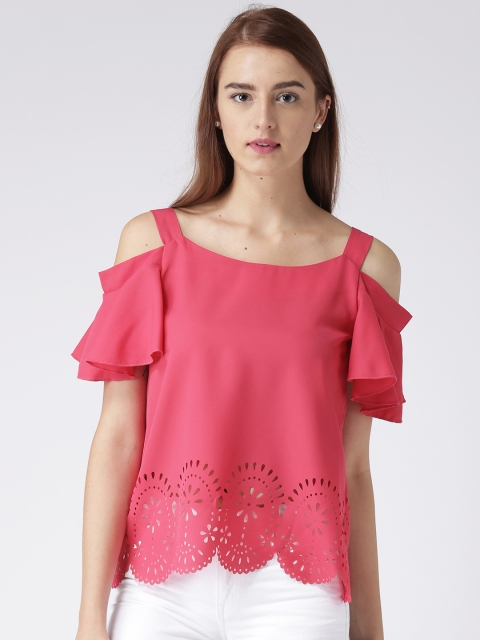 

KASSUALLY Women Fuchsia Pink Solid A-Line Top