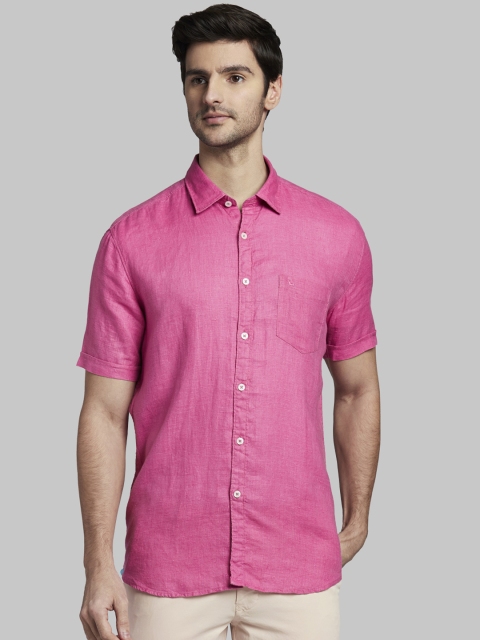 

Parx Men Pink Slim Fit Solid Linen Casual Shirt