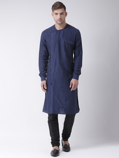 

TABARD Men Blue & Black Solid Kurta with Churidar