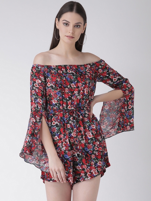 

Texco Women Red & Black Floral Printed Playsuit