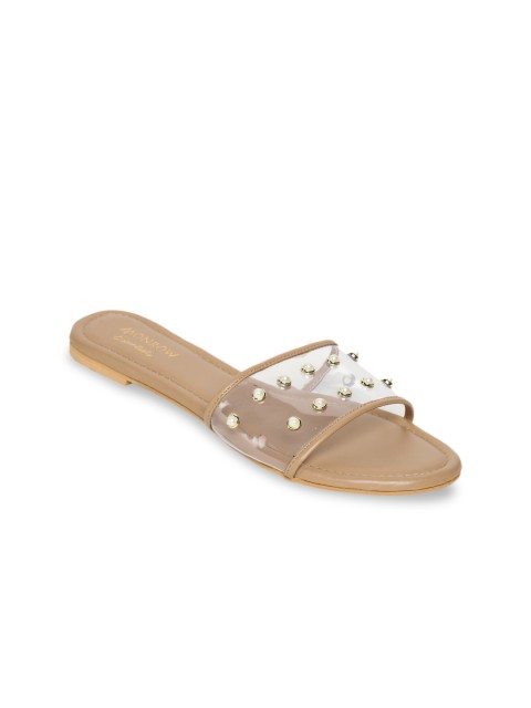 

Monrow Women Transparent Embellished Open Toe Flats