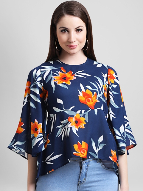 

Aayna Women Blue Printed A-Line Top