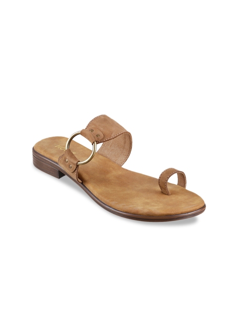 

Mochi Women Beige Solid One Toe Flats