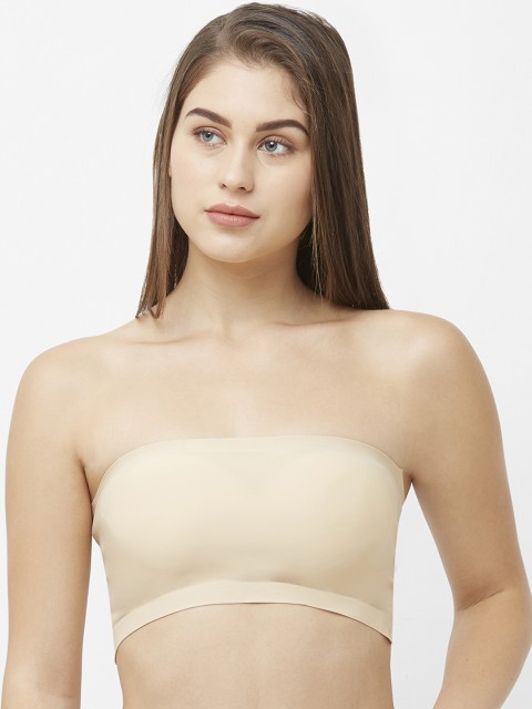 

FashionRack Beige Solid Non-Wired Lightly Padded Bandeau Bra 6087Beige