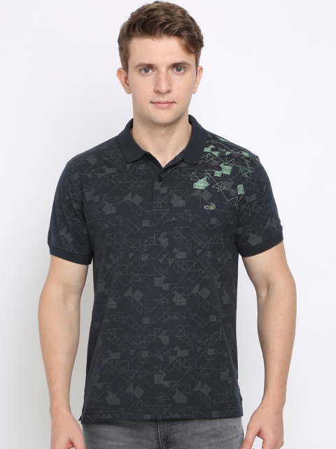 

Crocodile Men Charcoal Printed Slim Fit Polo Collar T-shirt