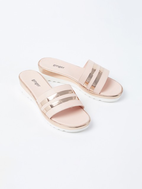 

Ginger by Lifestyle Women Peach-Coloured Striped Heels