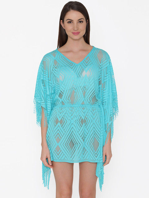 

Clovia Women Sea Green Printed Kaftan Swimwear RW0026P11O