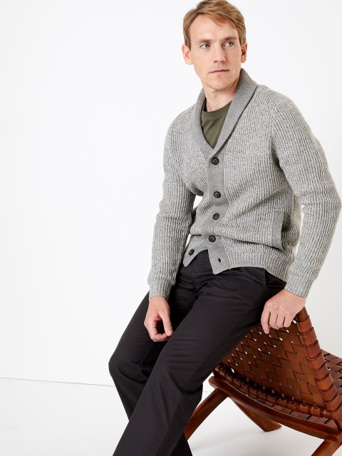 

Marks & Spencer Men Grey Self Design Sweater