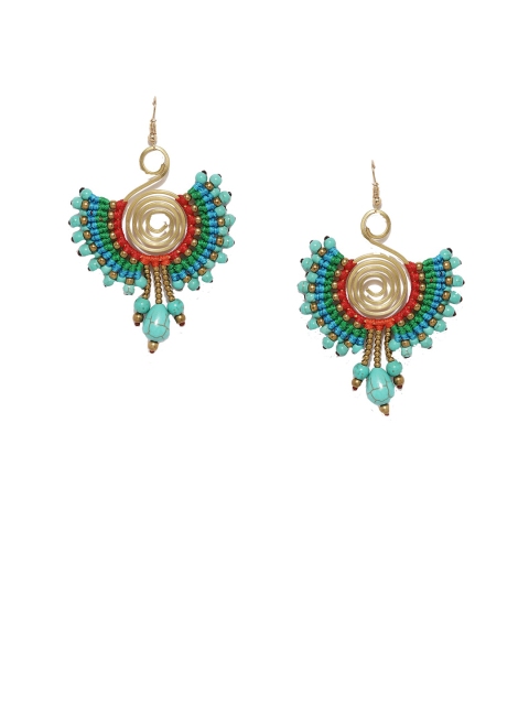 

Blisscovered Green & Red Contemporary Drop Earrings
