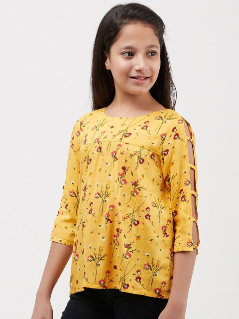

CACA CINA Girls Yellow Printed Top