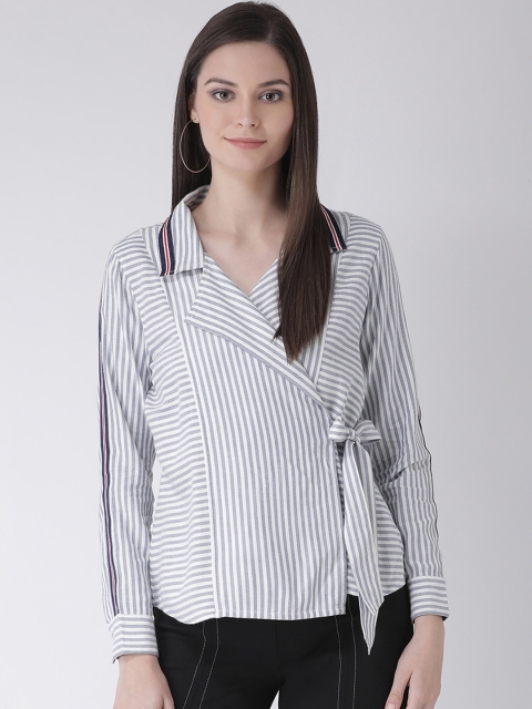 

Texco Women Blue & White Regular Fit Striped Casual Shirt