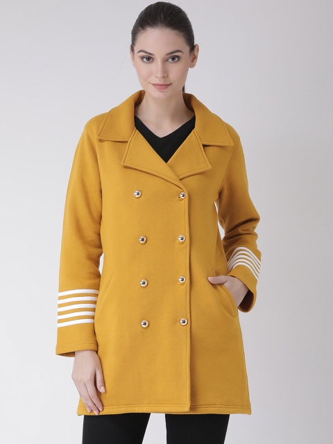 

Texco Women Mustard Yellow Solid Regular Fit Double-Breasted Coat