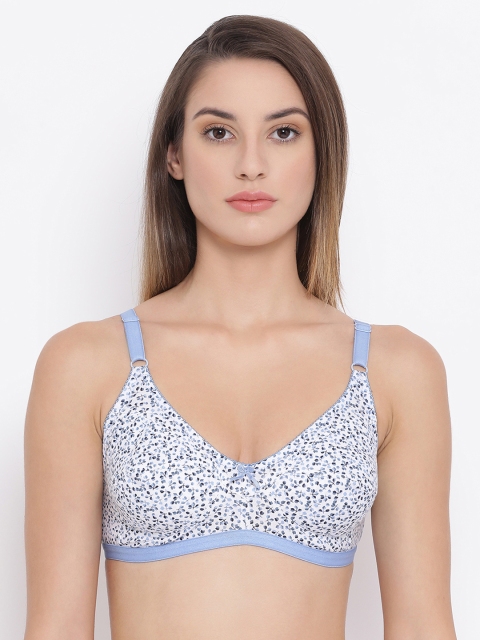 

Clovia Cotton Rich Non-Padded Non-Wired Printed Bra, White