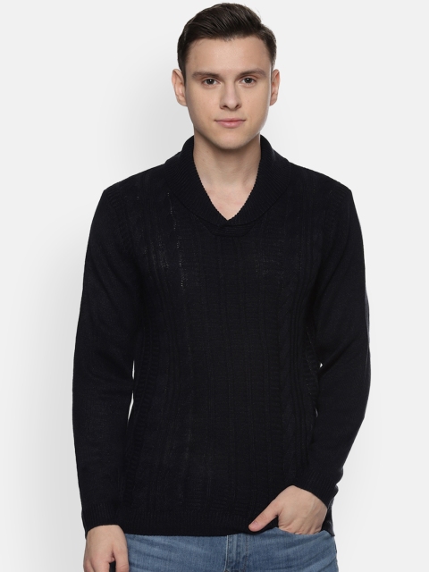 

Van Heusen Men Navy Blue Self Design Sweater