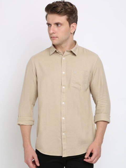 

Crocodile Men Beige Slim Fit Solid Casual Shirt