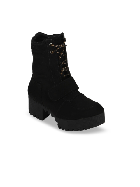 

Truffle Collection Women Black Solid High-Top Heeled Boots