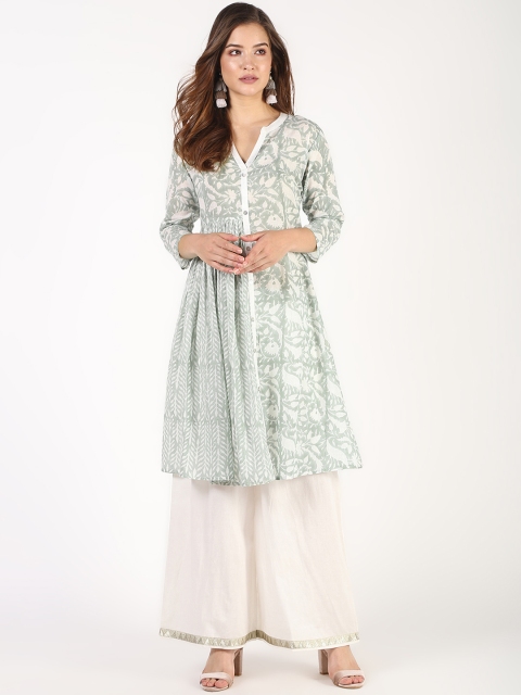 

TARA-C-TARA Women Olive Green Printed Kurti with Palazzos