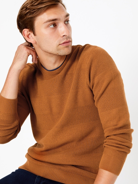 

Marks & Spencer Men Tan Self Design Sweater