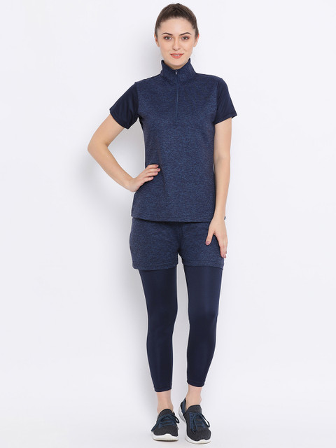 

Clovia Women Blue Self-Design Tracksuit