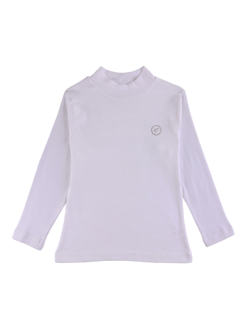 

FEMEA Girls White Solid Round Neck T-shirt
