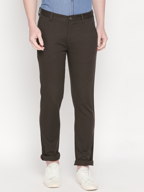 

BYFORD by Pantaloons Men Olive Green Slim Fit Self Design Regular Trousers