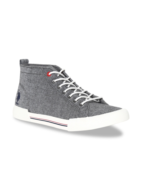 

U.S. Polo Assn. Men Grey Solid Mid-Top Sneakers