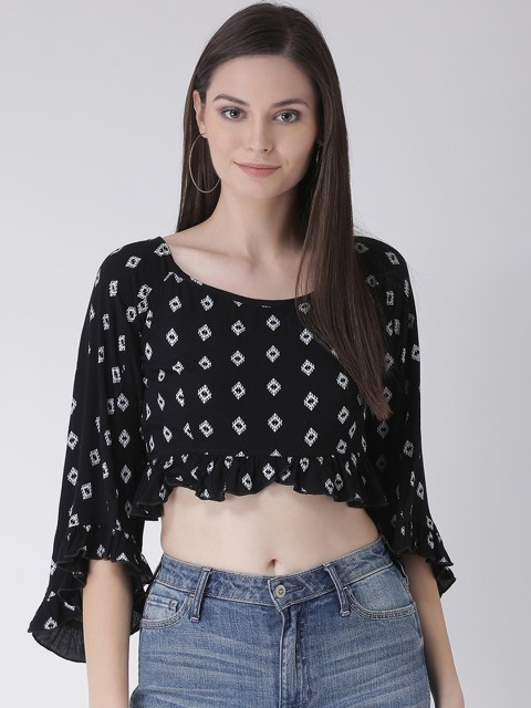 

Texco Women Black Printed Pure Cotton Top
