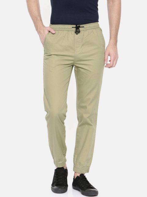 

The Indian Garage Co Men Olive Green Slim Fit Solid Regular Trousers