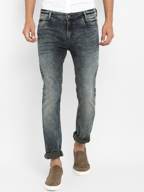 

Mufti Men Blue & Green Regular Fit Mid-Rise Clean Look Jeans