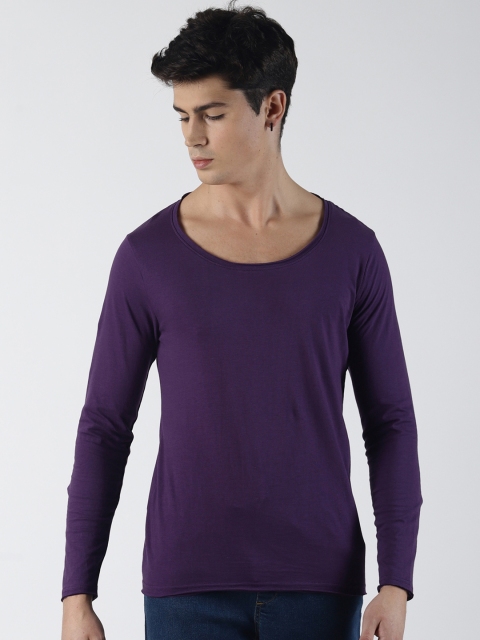 

Blue Saint Men Purple Solid Round Neck T-shirt