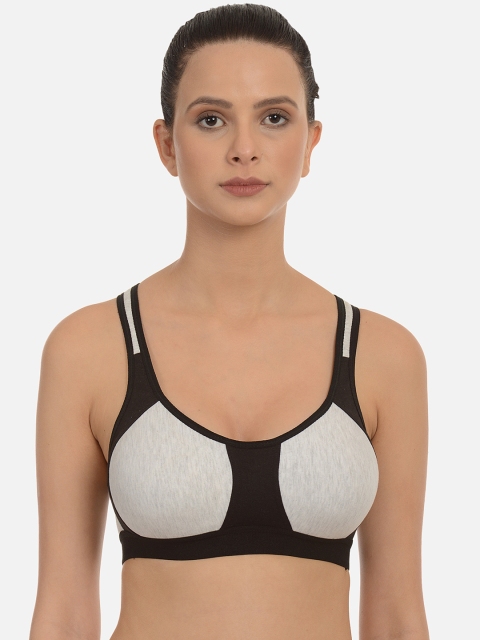 

mod & shy Grey Colourblocked Non-Wired Non Padded Sports Bra MS112