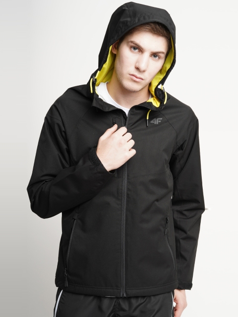 

4F Men Black Solid Hooded Padded Jacket
