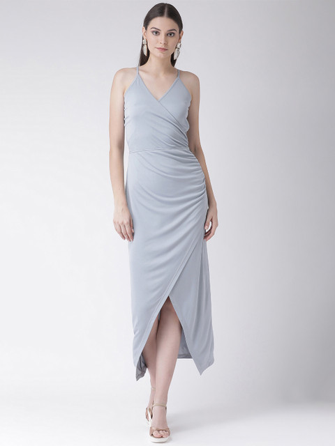 

Texco Women Solid Grey Wrap Dress