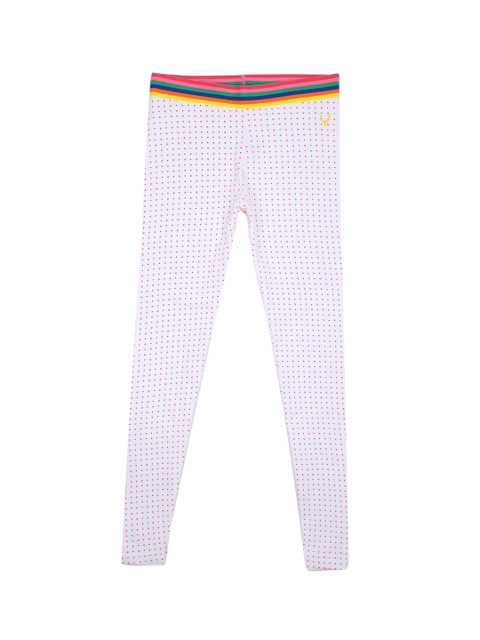 

Allen Solly Junior Girls White & Red Polka Dot Printed Ankle Length Leggings