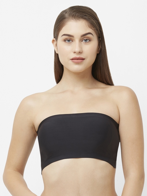 

FashionRack Black Solid Non-Wired Lightly Padded Bandeau Bra 6087Black