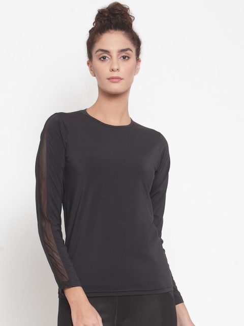 

Boston Club Women Black Solid Slim-Fit Round Neck T-shirt