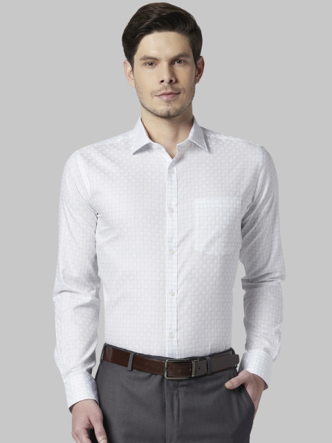 

Park Avenue Men White Slim Fit Checked Formal Shirt