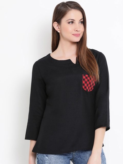 

FABNEST Women Black Solid Top