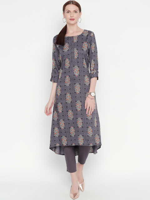

RANGMANCH BY PANTALOONS Women Black & White Printed A-Line Kurta