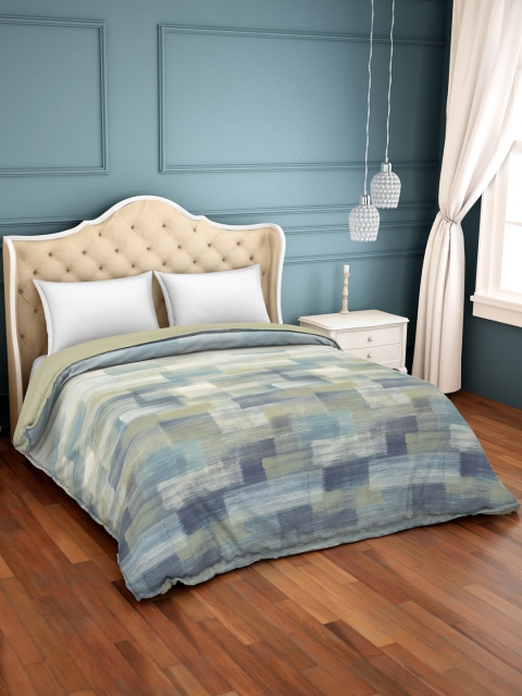 

SPACES Olive Green & Blue Geometric Printed AC Room 150 GSM Double Bed Comforter