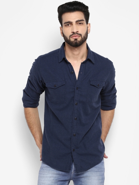 

Mufti Men Blue Slim Fit Solid Casual Shirt