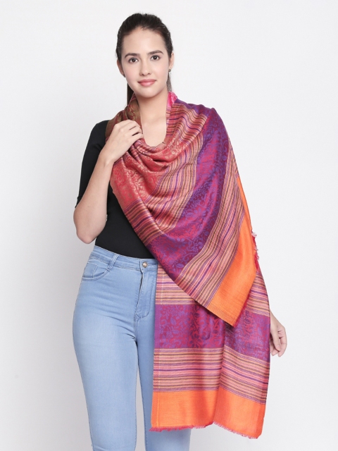 

Style Quotient Women Orange & Purple Striped Shawl