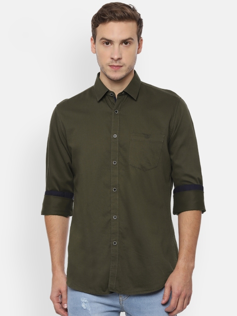 

Van Heusen Sport Men Olive Green Slim Fit Solid Casual Shirt
