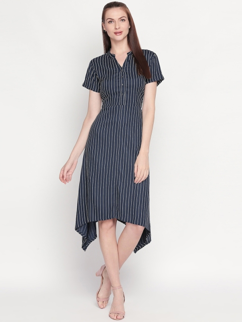 

Honey by Pantaloons Women Striped Navy Blue A-Line Dress