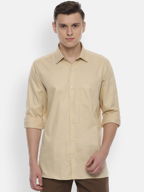 

Van Heusen Men Beige Regular Fit Self Design Casual Shirt