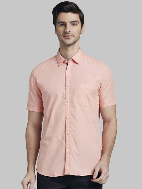 

Parx Men Peach-Coloured Slim Fit Solid Casual Shirt